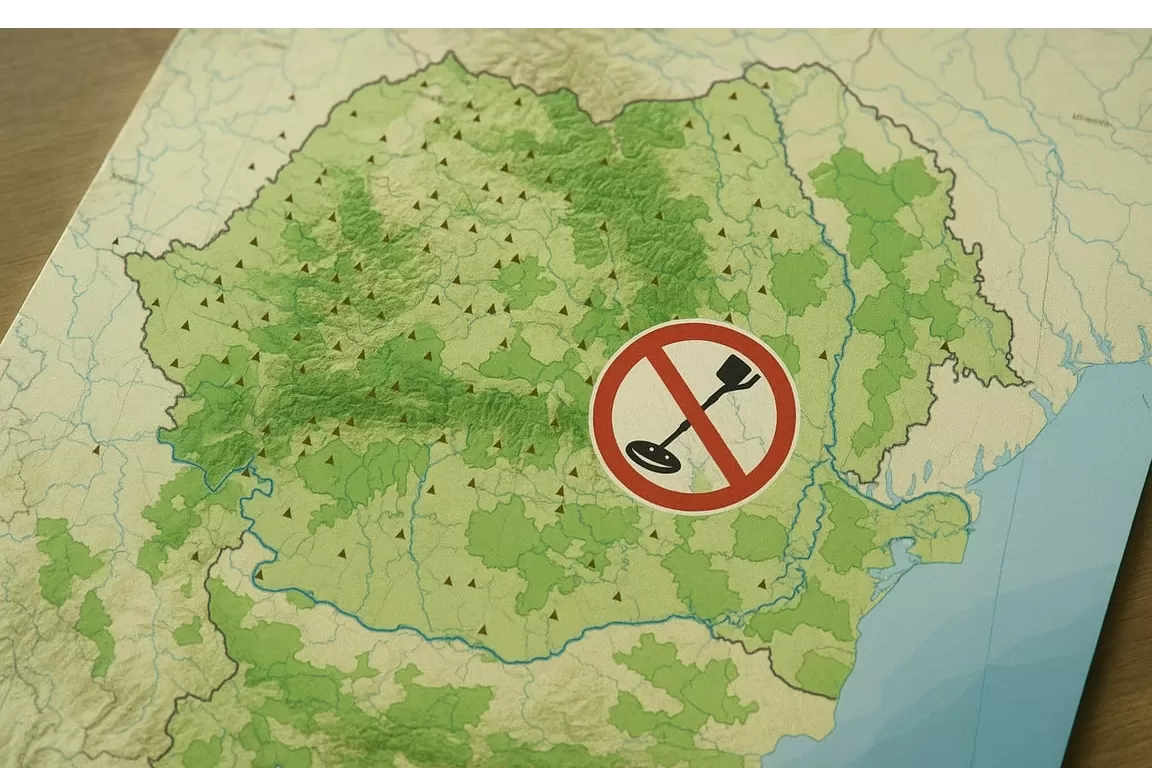 Persoană folosind un detector de metale pe un câmp